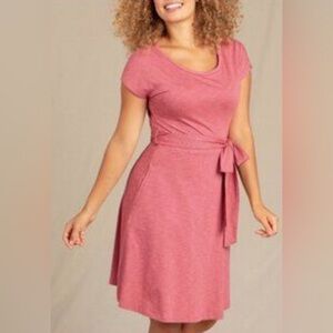NWT Toad & Co Road Tripper Wrap Dress Pink Short Cotton Tencel Blend Women’s M